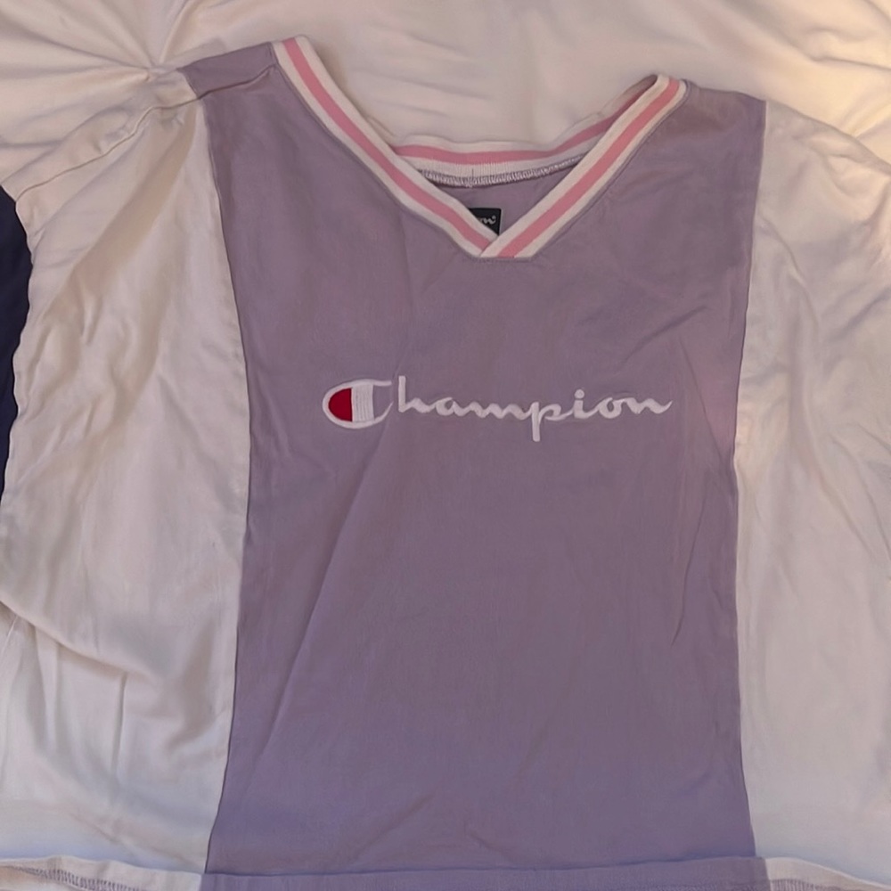CHAMPION CROPPED TEE: champion color block cropped tee shirt